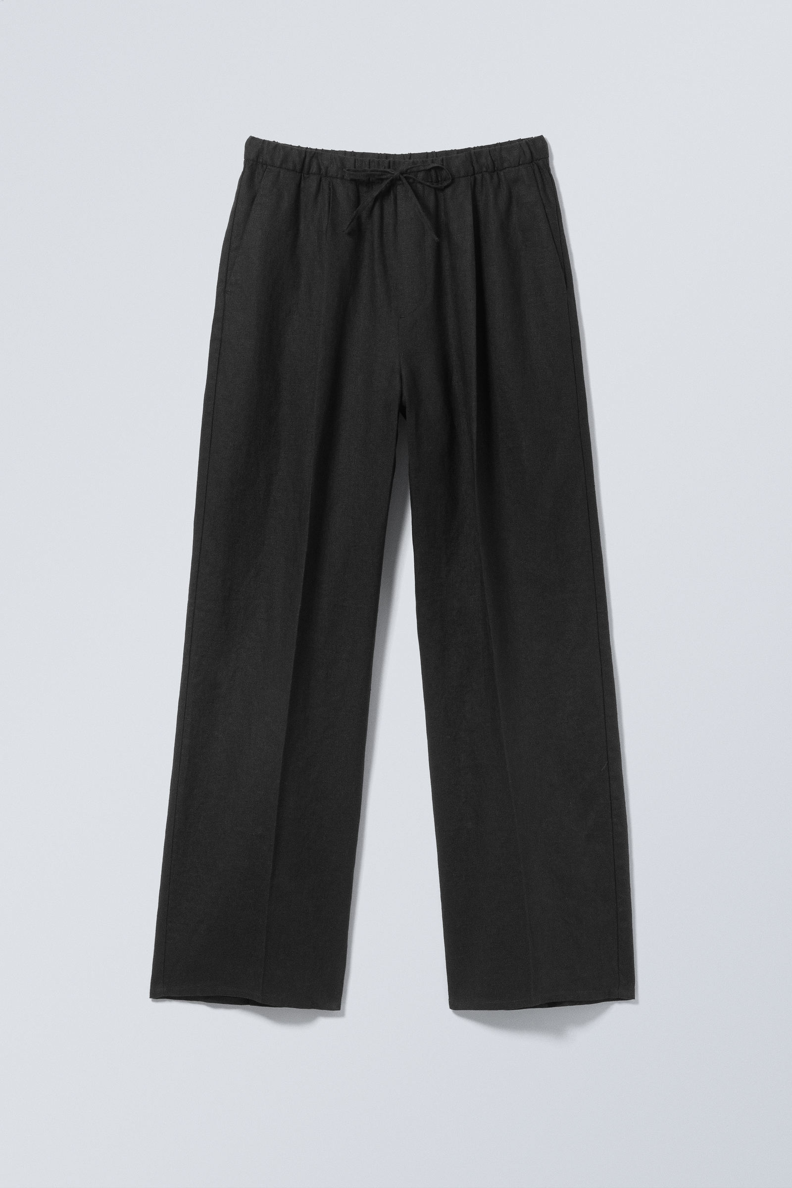 Loose Fit Straight Leg Linen Trousers