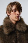 Dark Brown - Faux Fur Jacket - 1