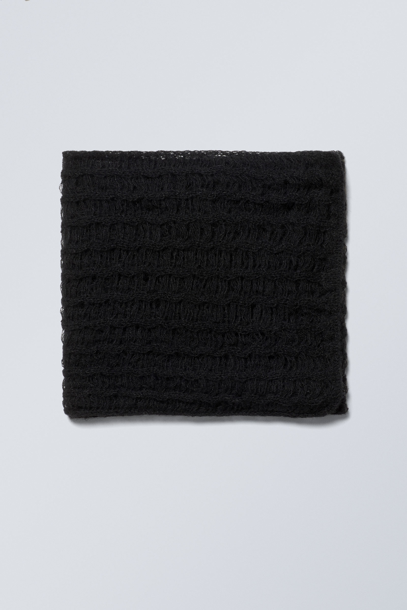 Black - Wool Blend Net Scarf - 0