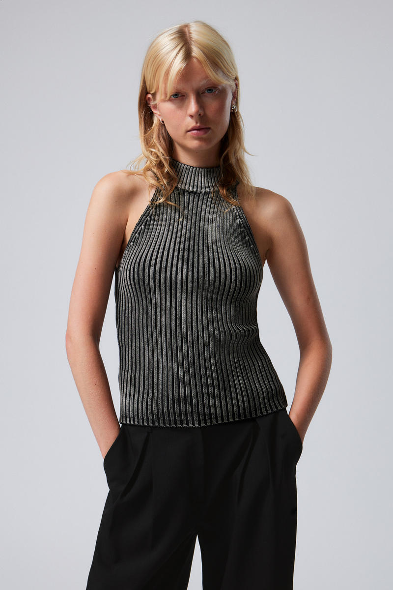 Washed Knitted Mock Neck Top