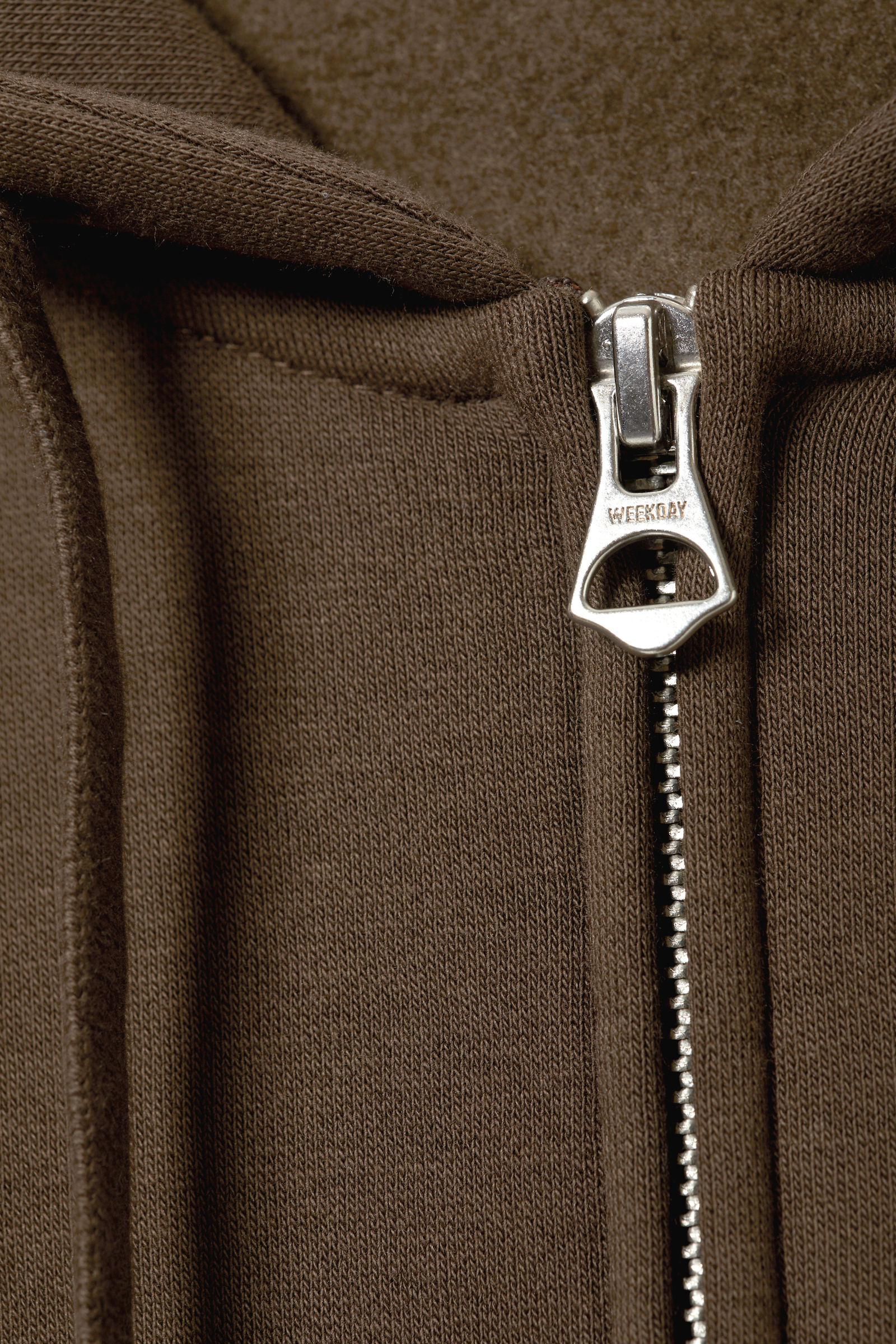 Dunkelbraun - Kastiger, mittelschwerer Hoodie mit Reißverschluss - 4