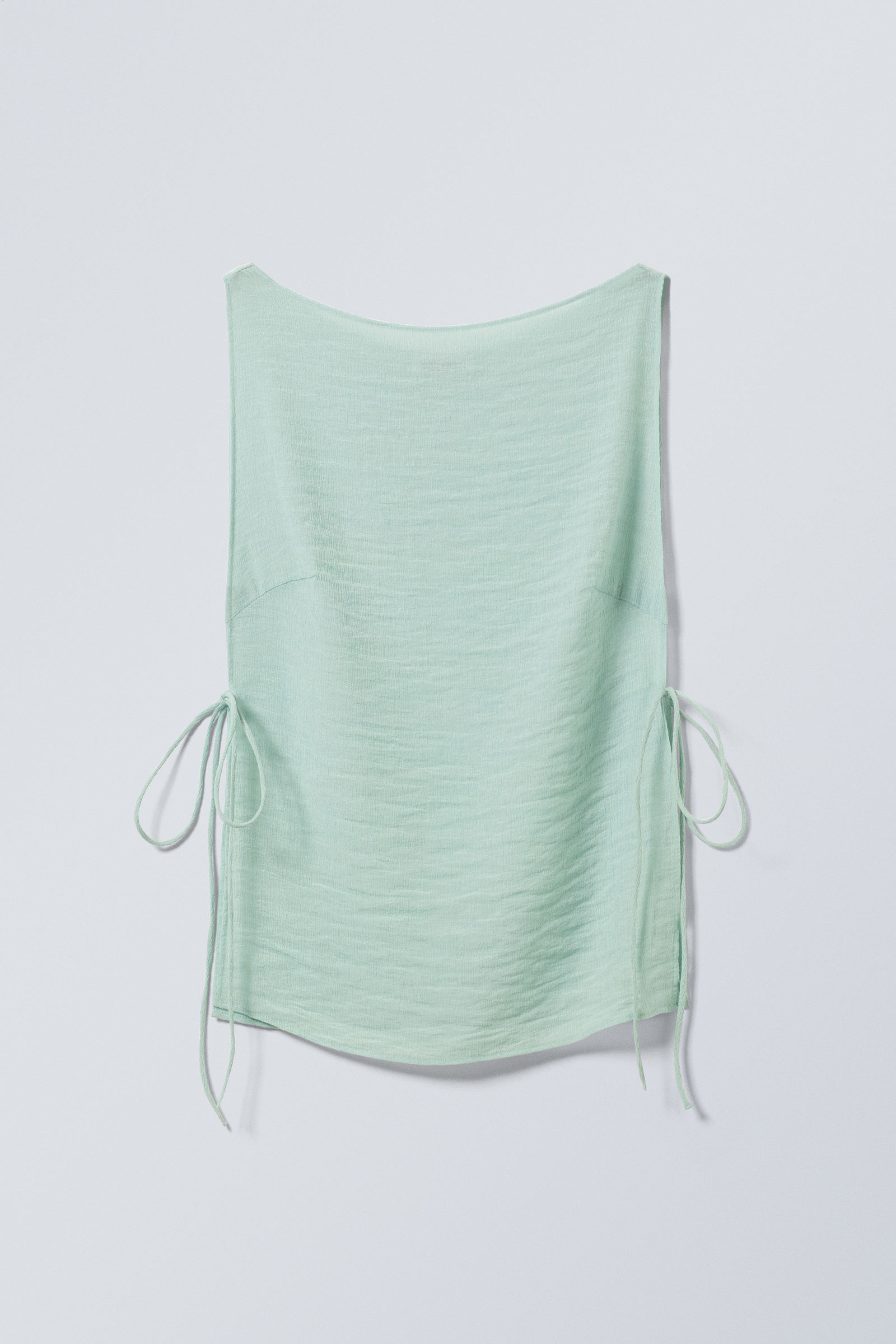 Light Dusty Turquoise - Sleeveless Boat-Neck Tie Top - 1