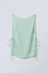 Light Dusty Turquoise - Sleeveless Boat-Neck Tie Top - 1