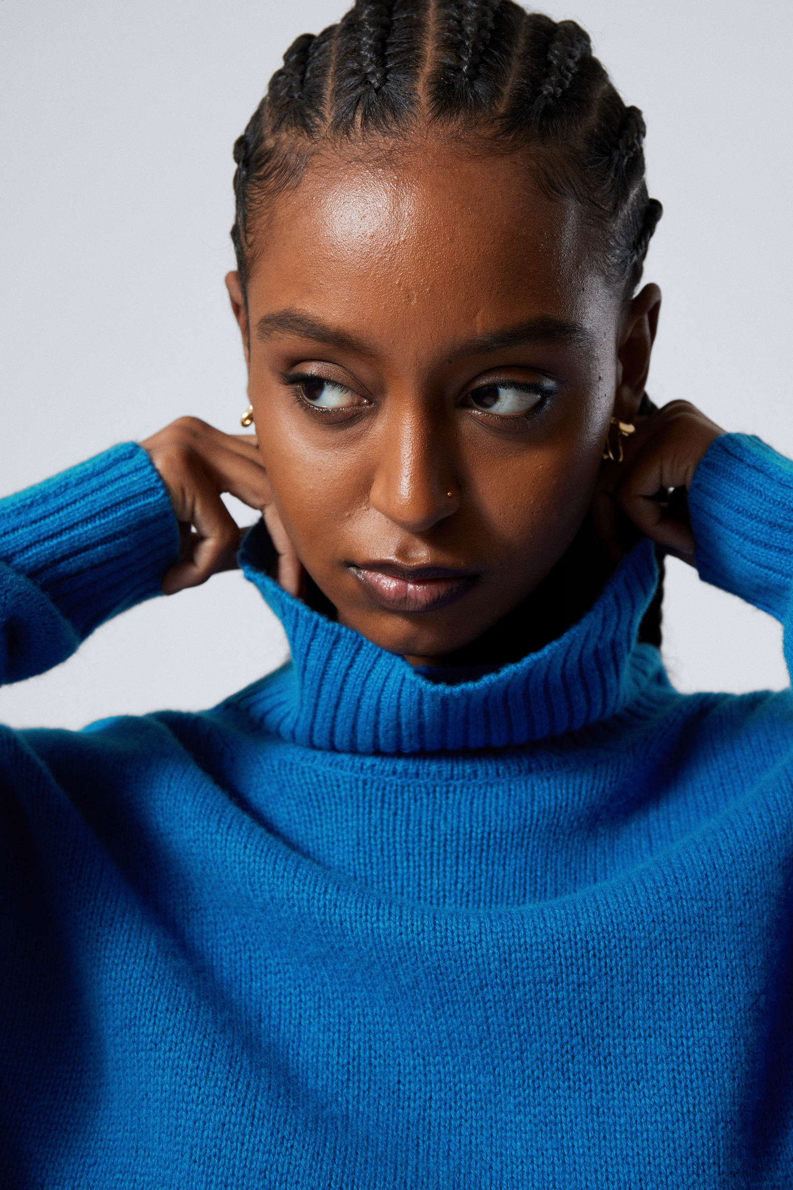 Bright Blue - Wool Turtleneck Sweater - 1