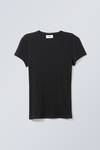 Black - Close Fitted Rib T-Shirt - 2