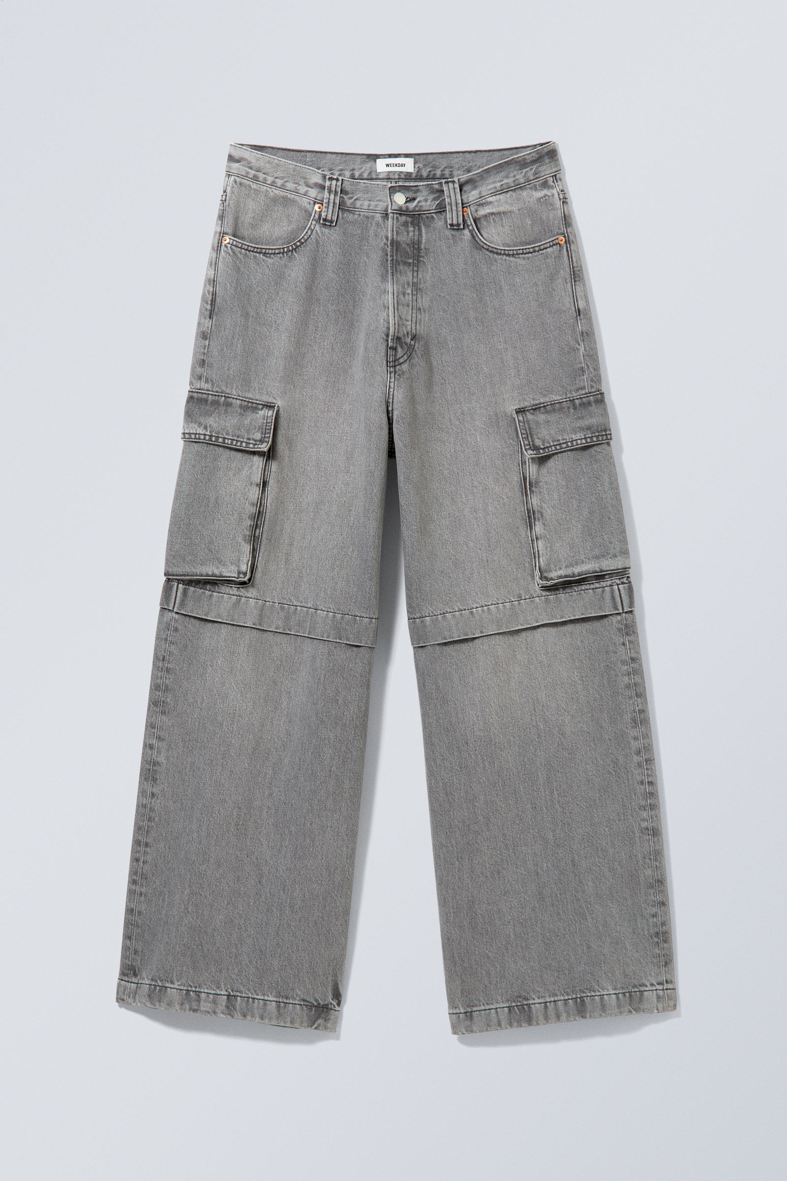 #494A4F - Pasadena Denim Baggy Cargo Jeans - 1