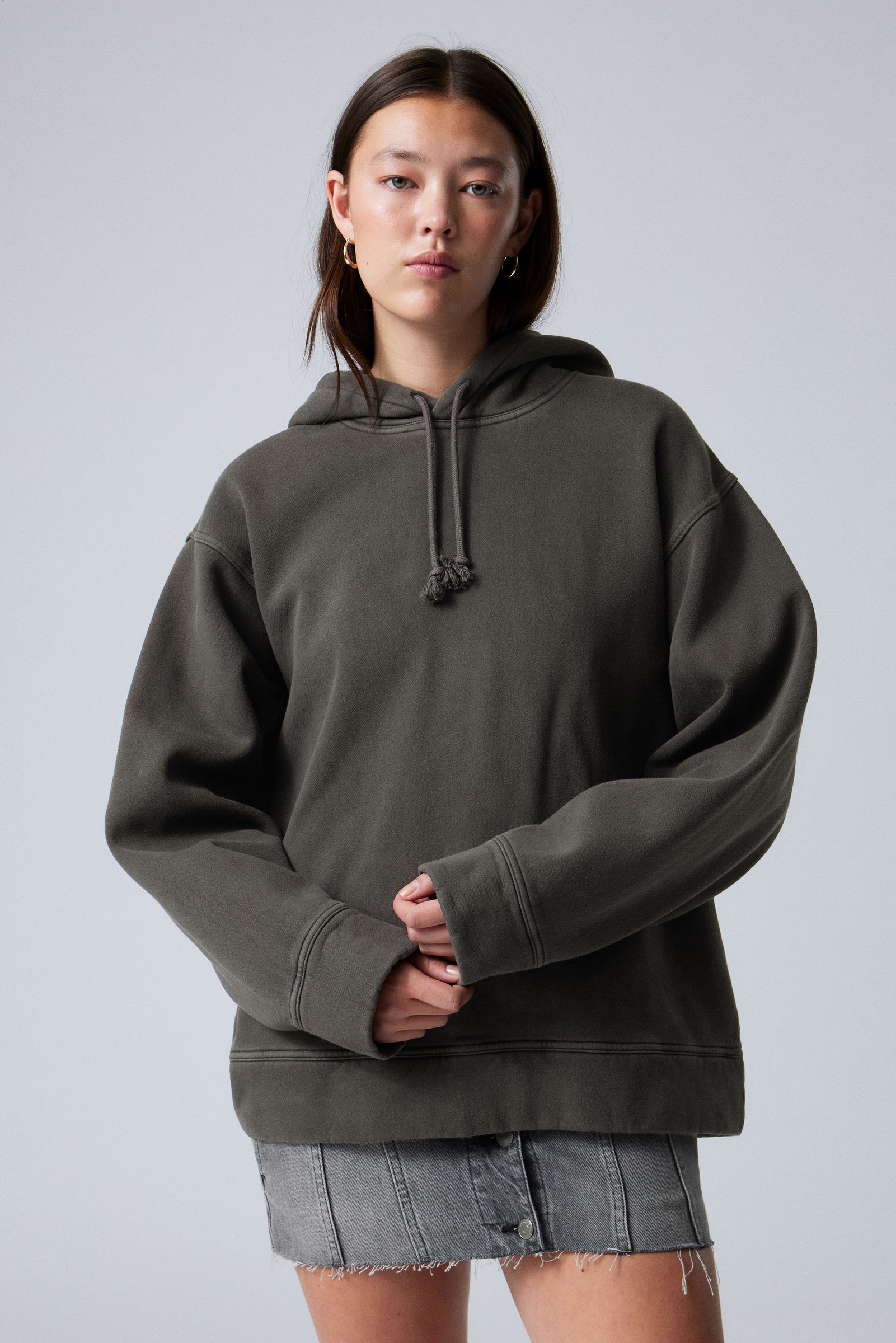 oversized heavyweight hoodie Washed Black Weekday EU