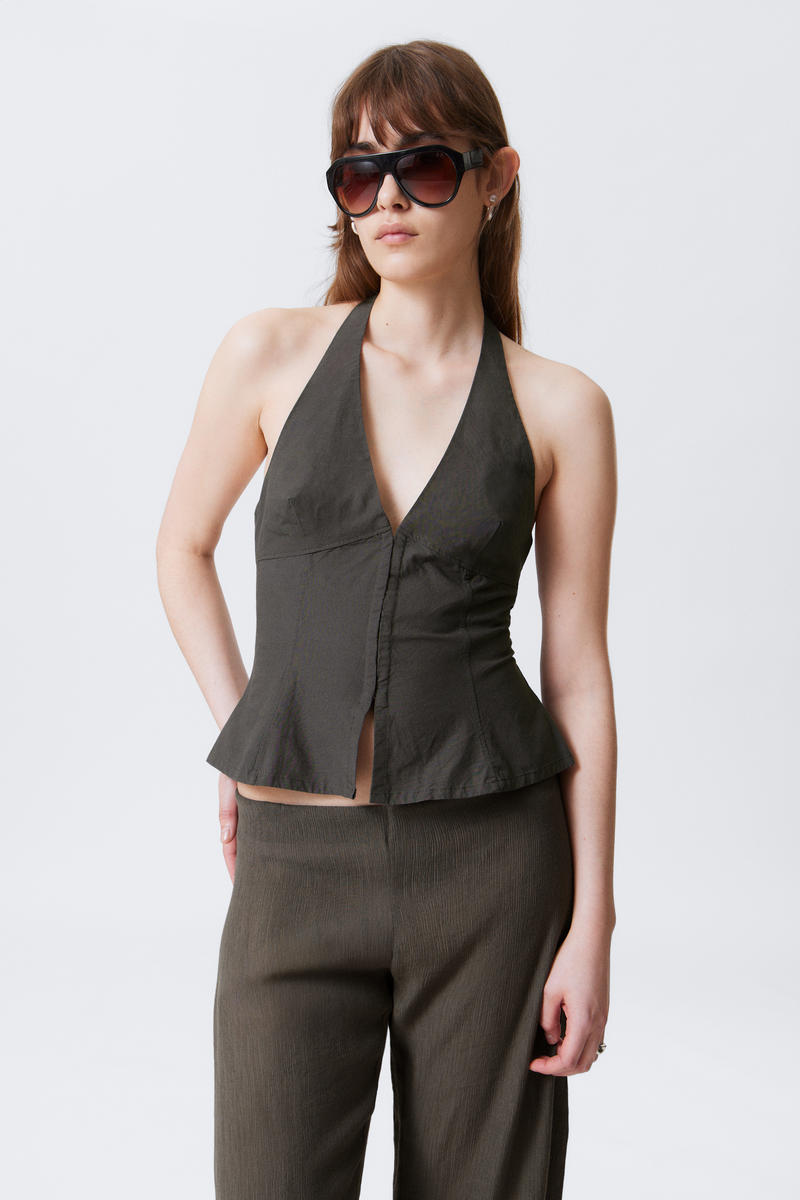 Weekday Tie-back Hook-and-eye Halterneck Top