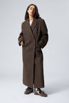 Dark Brown - Oversized Double-Breasted Wool-Blend Coat - 2