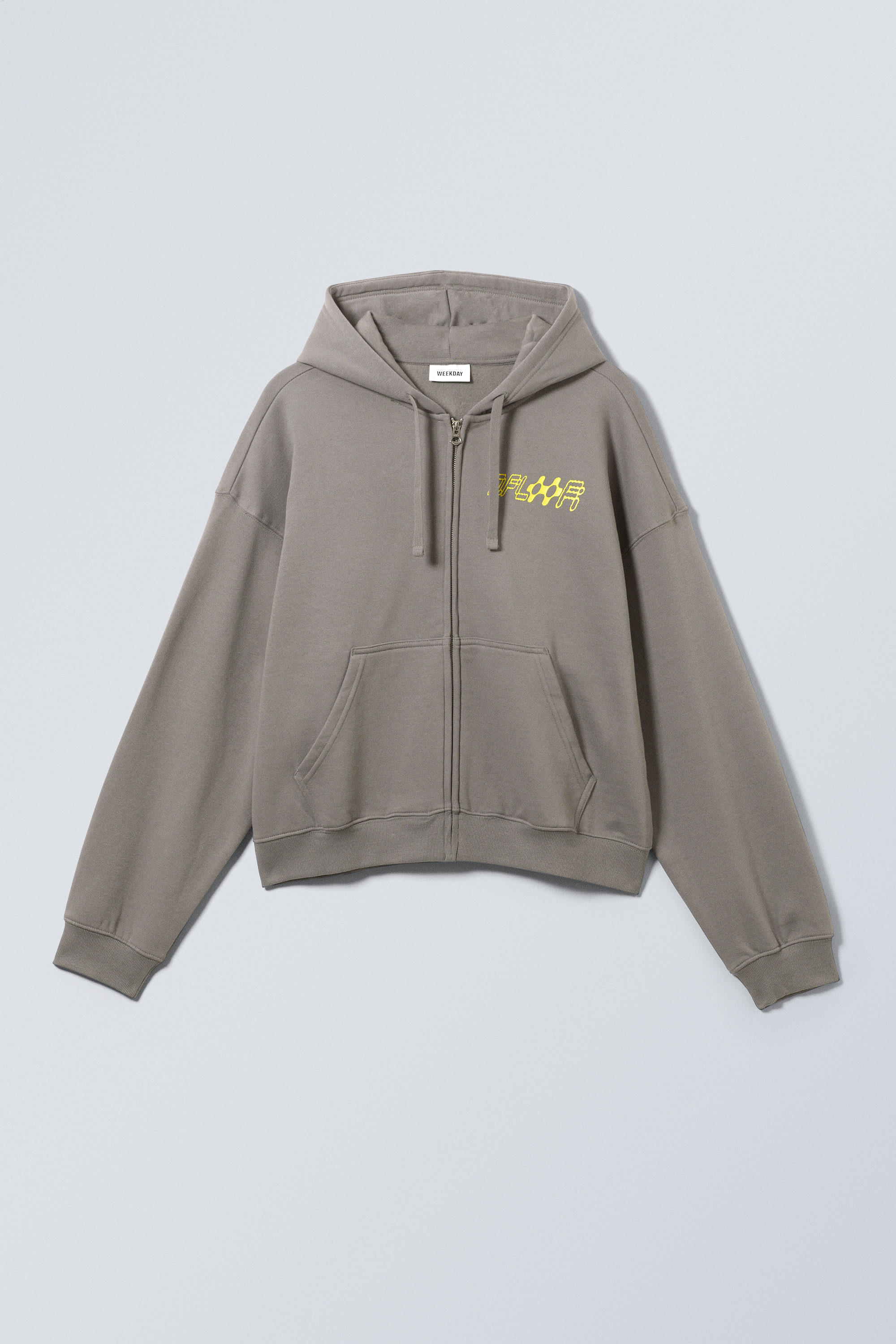 un3d. 新品　WAVE LINE PADDED HOODIE boxy graphic zip hoodie - D.Floor Hypnox Grey | Weekday WW