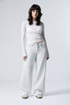 Ice Blue - Light Blue - Ample Low Rise Loose Wide Leg Jeans - 0