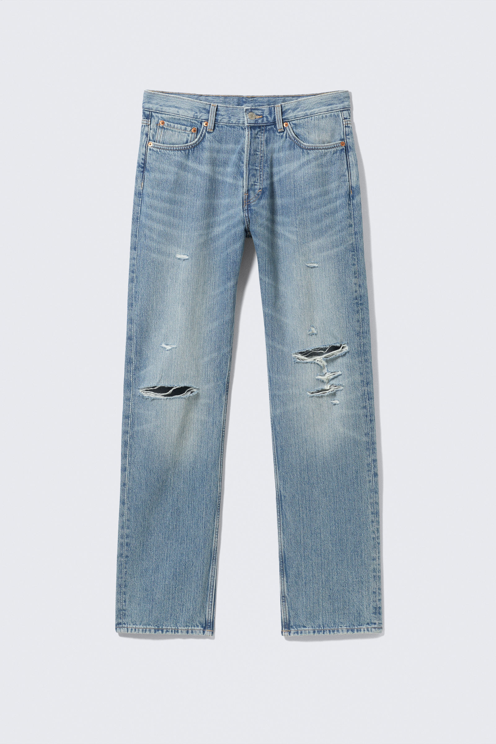 Space Relaxed Straight Leg Distressed Jeans