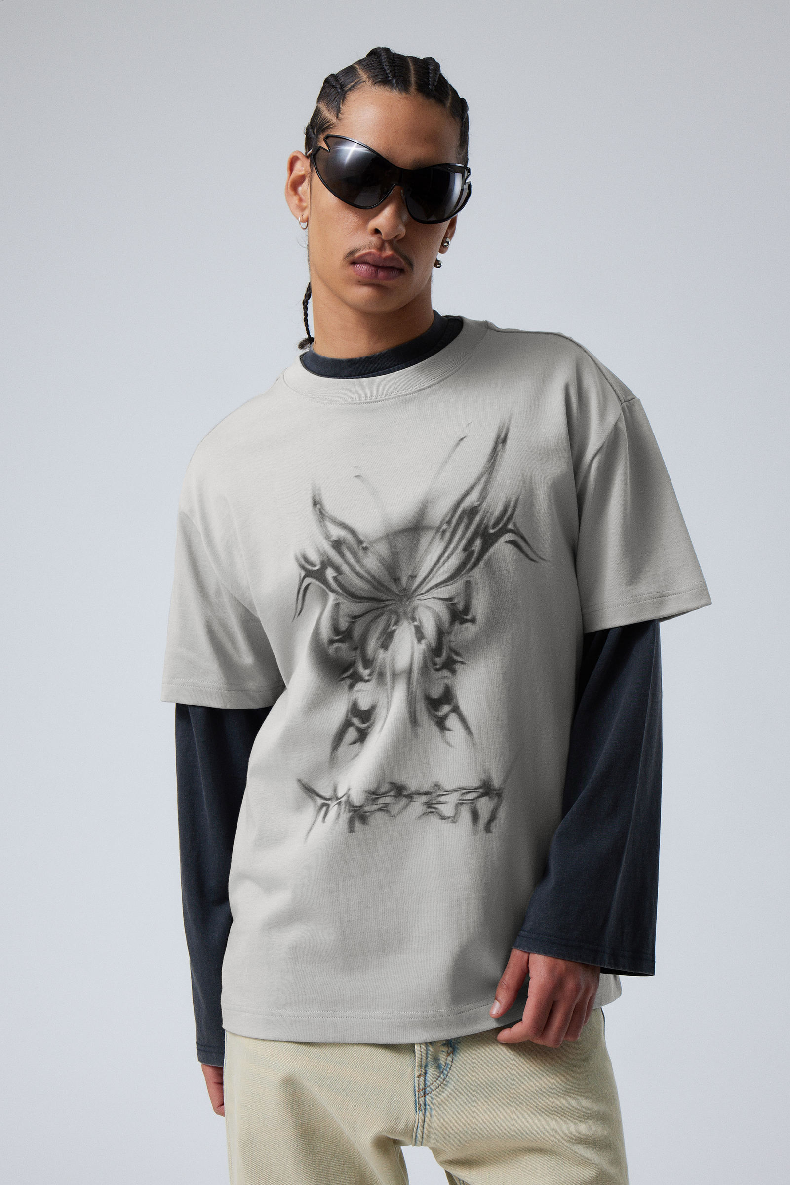 #A5A6A5 - Oversized Graphic Printed T-shirt - 1