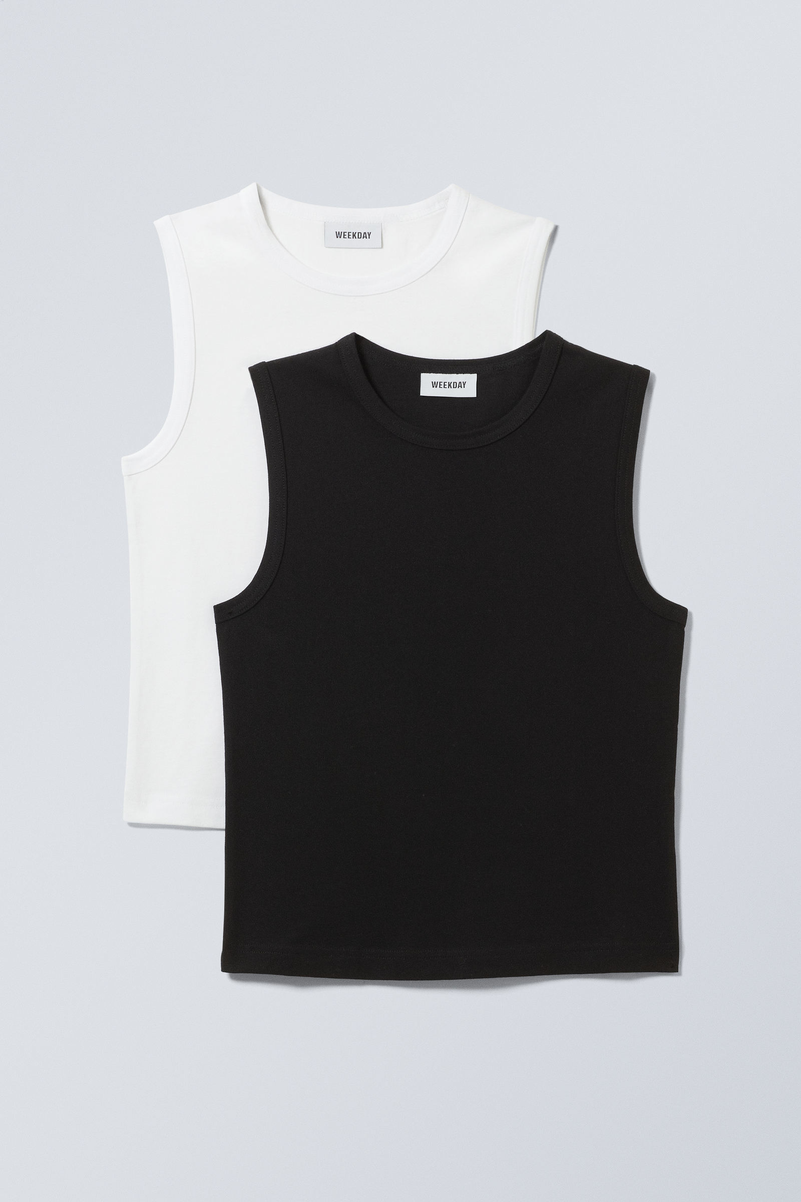 Weekday mesh double layer tank top in off-white