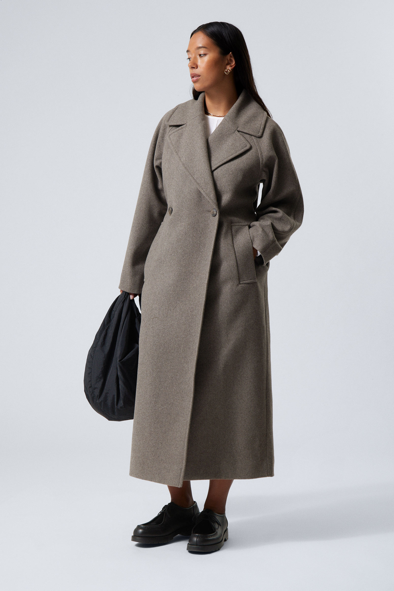 Taupe - Kia Oversized Wool Blend Coat - 1