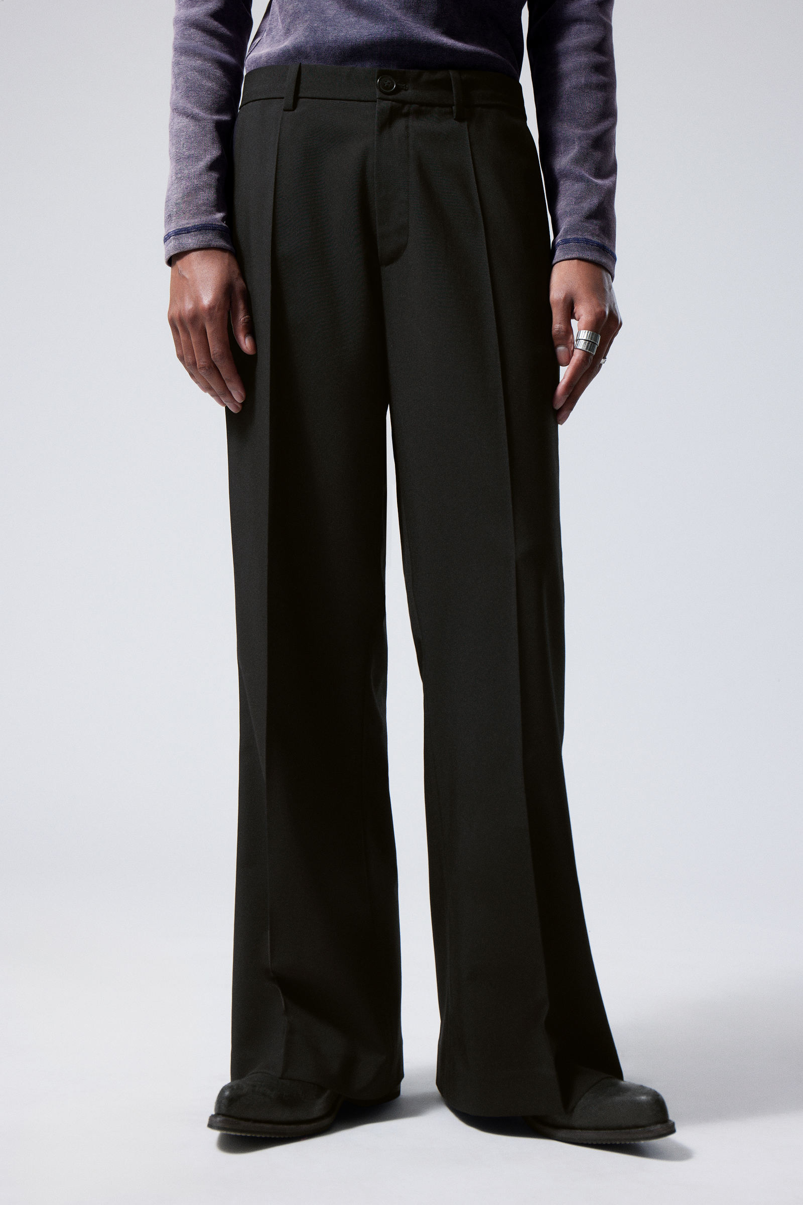 Shops mens black flared trousers