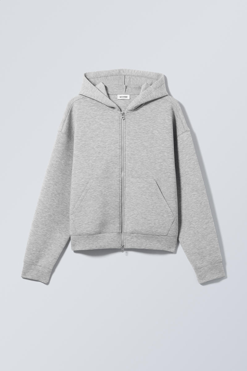 simon scuba zip hoodie - Grey Melange | Weekday EU