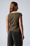 Dark Khaki Green - Slim Sleeveless Strap Top - 3