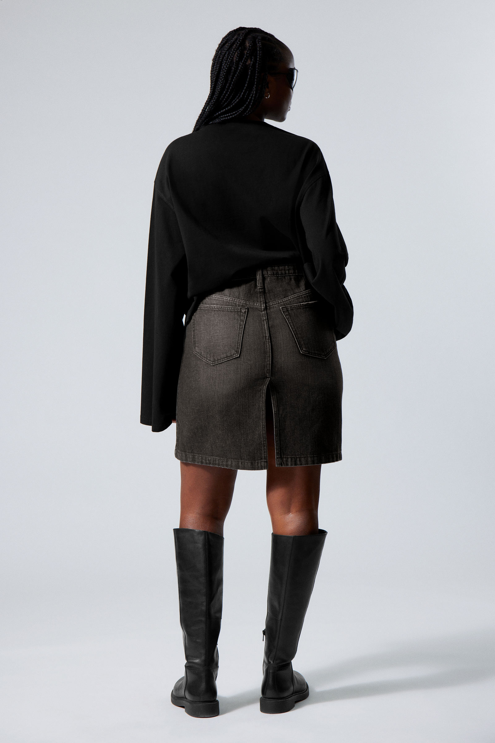 #303033 - Piped Knee Length Denim Skirt - 2
