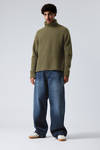 Khaki Green - Renzo Relaxed Wool Blend Turtleneck - 5