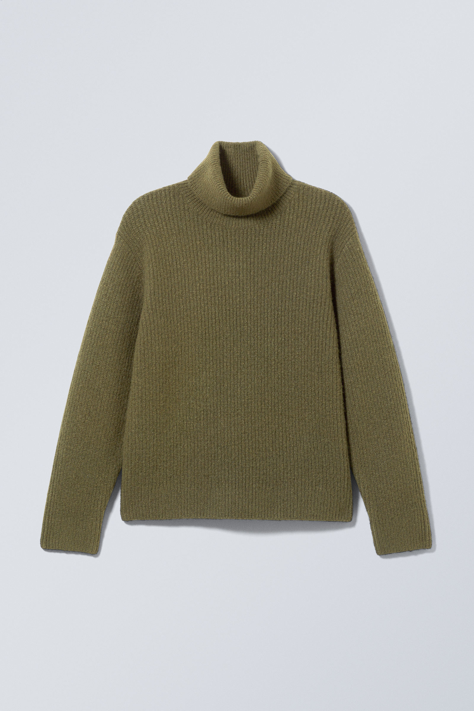 Khaki Green - Renzo Relaxed Wool Blend Turtleneck - 1