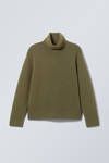 Khaki Green - Renzo Relaxed Wool Blend Turtleneck - 1