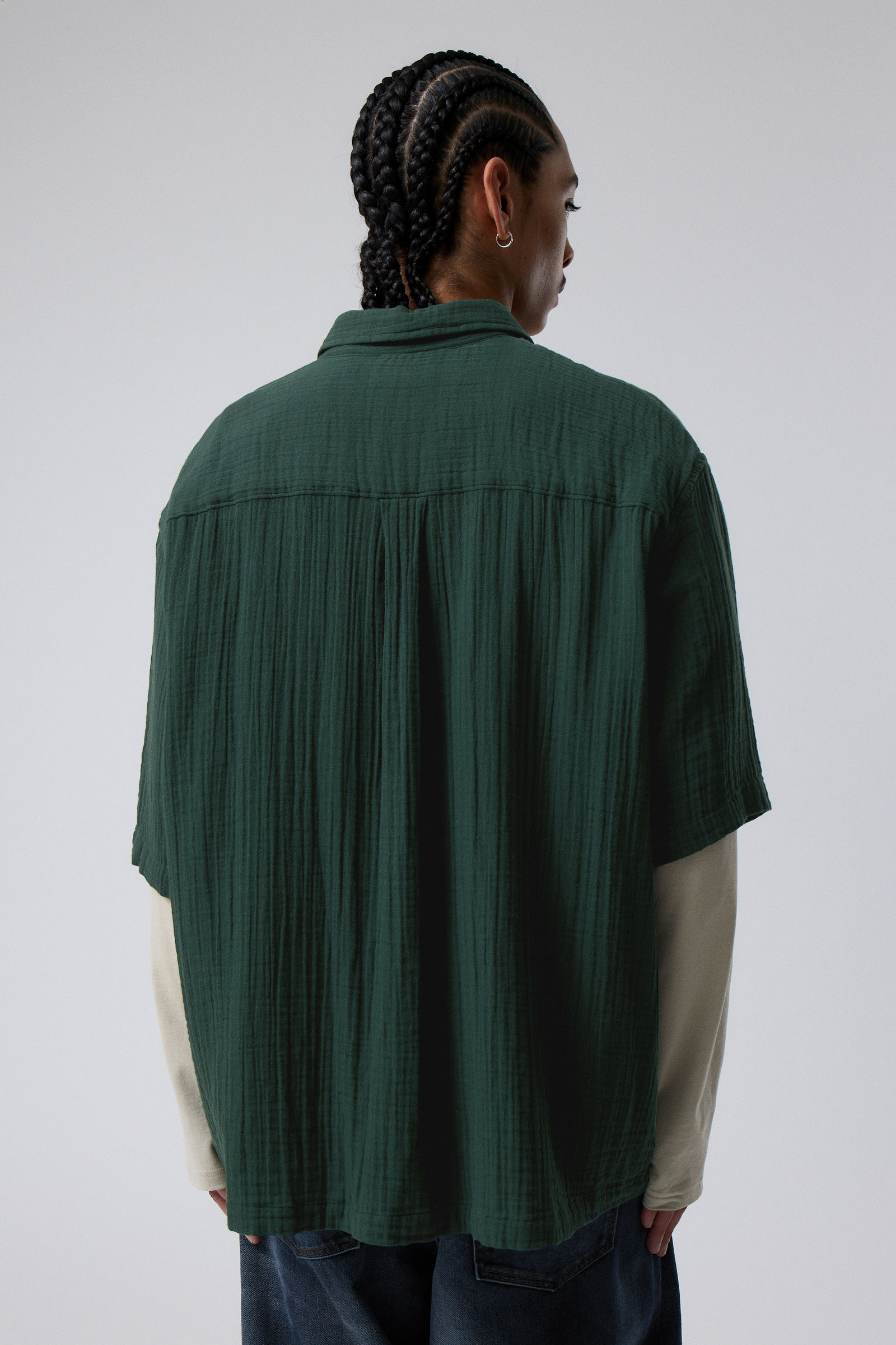 #384440 - Oversized Structured Short Sleeve Shirt - 2