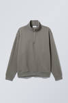 Dusty Grey - Relaxed Heavy Half Zip Sweater - 2