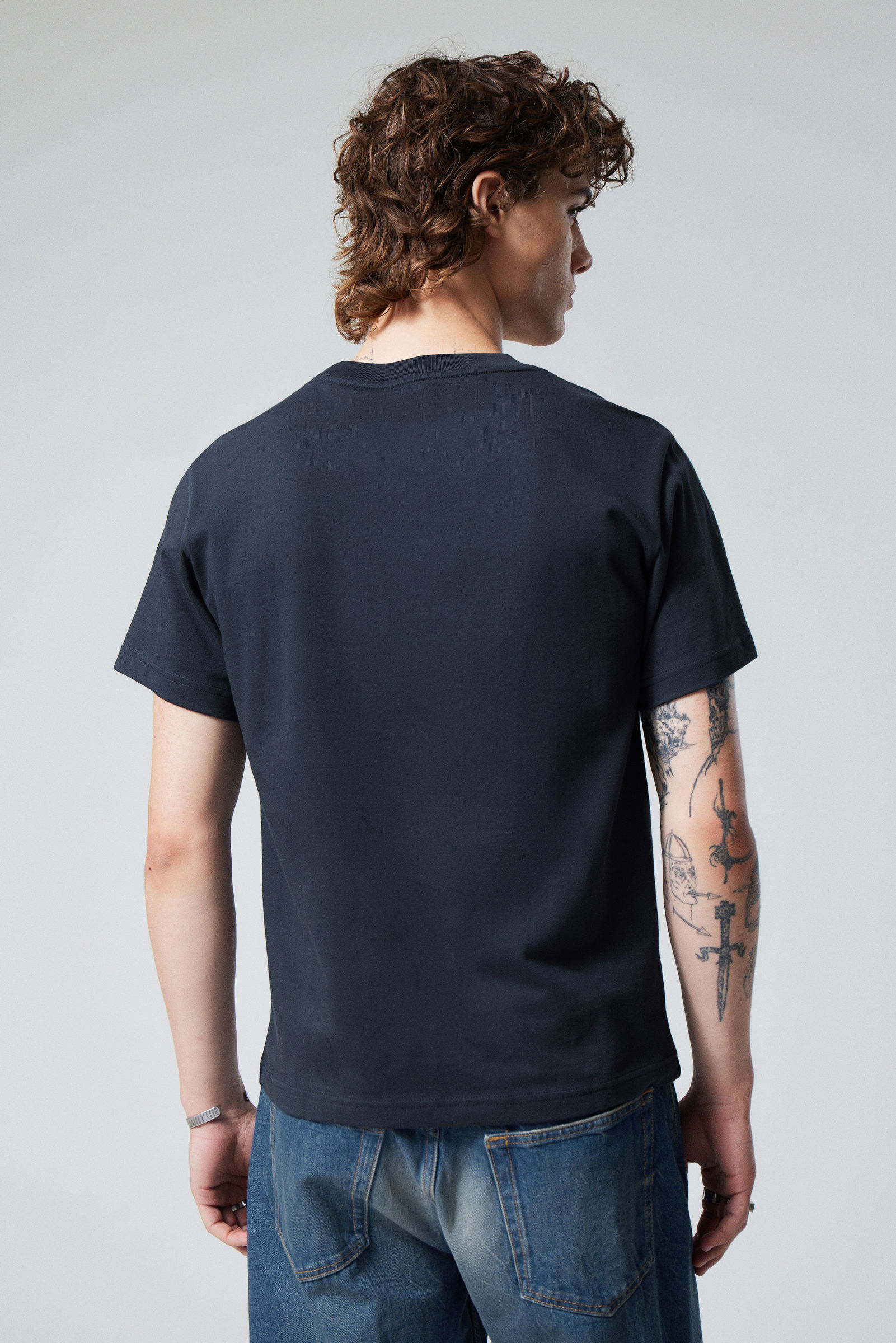 Dark Blue - Short Boxy Heavyweight T-shirt - 3