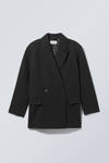 Black - Carla Oversized Wool Blend Jacket - 4