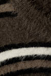 Brown Stripe - Relaxed Knitted Striped Hairy Sweater - 4