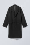 Black - Single Breasted Wool-blend Coat - 3