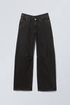 Tuned Black - Low Waist Loose Wide Jeans - 2