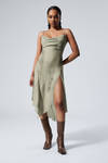 Dusty Salvia - Snake Print - Draped Asymmetric Strap Dress - 0