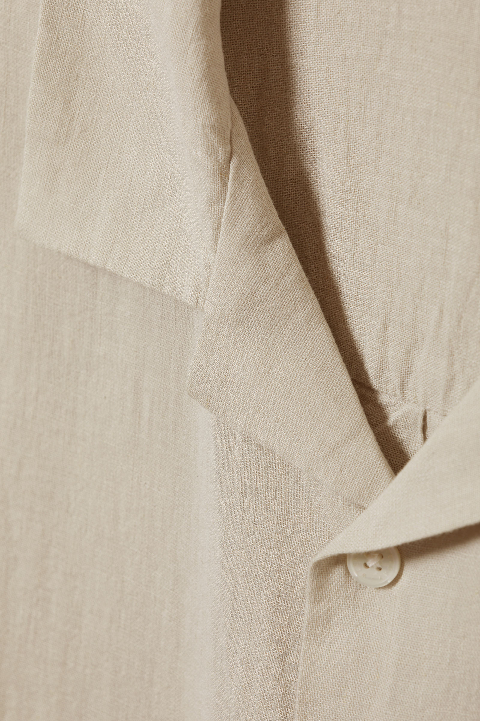 #B4B1A9 - Oversized Linen Short Sleeve Shirt - 2