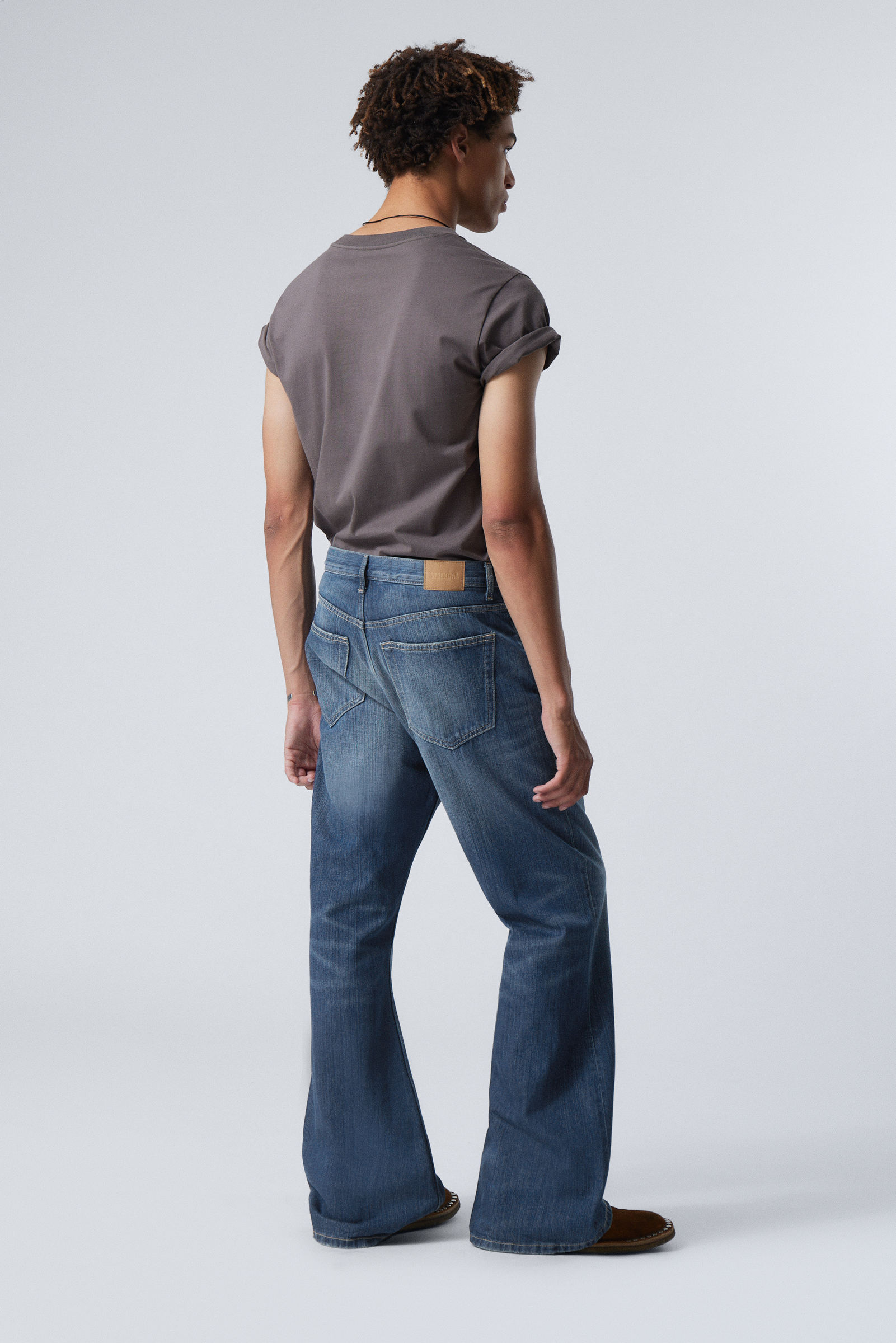 Mine Blue - Mellanblå - Time Loose Bootcut Leg Jeans - 4