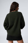 Dark Green - Relaxed Knitted Sweater - 3