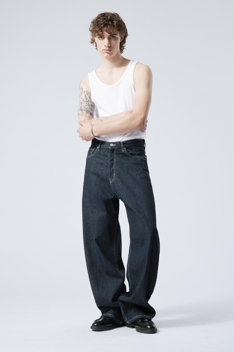 astro loose baggy leg jeans - Blue Rinse - Dark Blue | Weekday DK