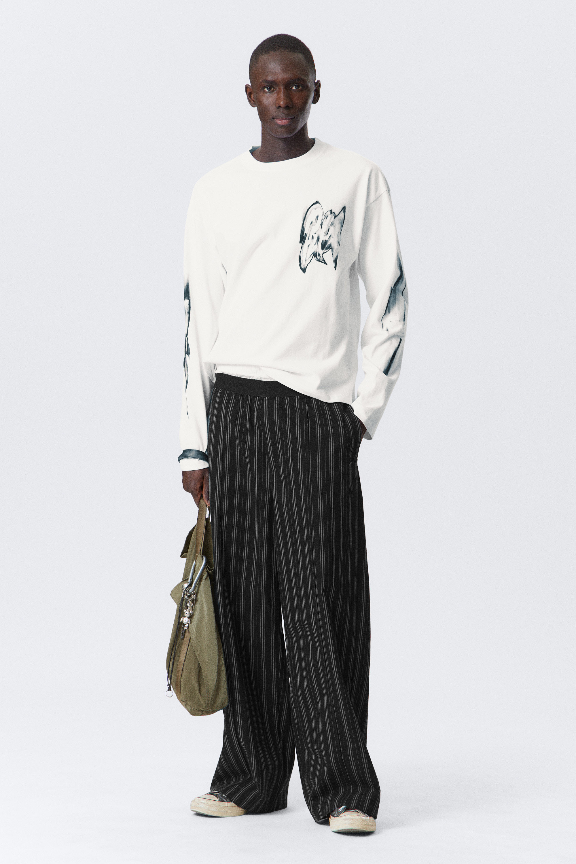 great boxy graphic long sleeve t-shirt - White - Abstract