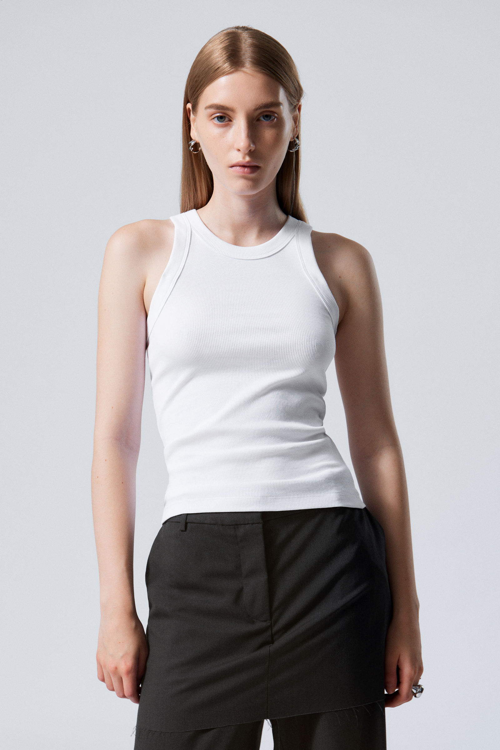 Fitted Rib Tank Top White Weekday Eu 