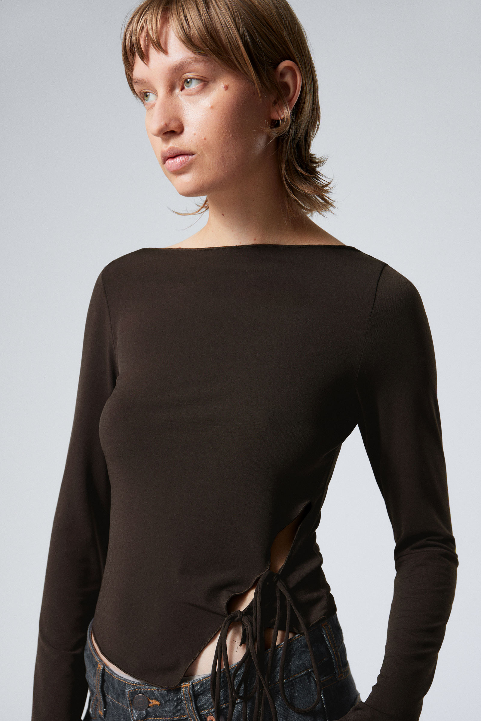 Dark Brown - Side Tie Top - 1