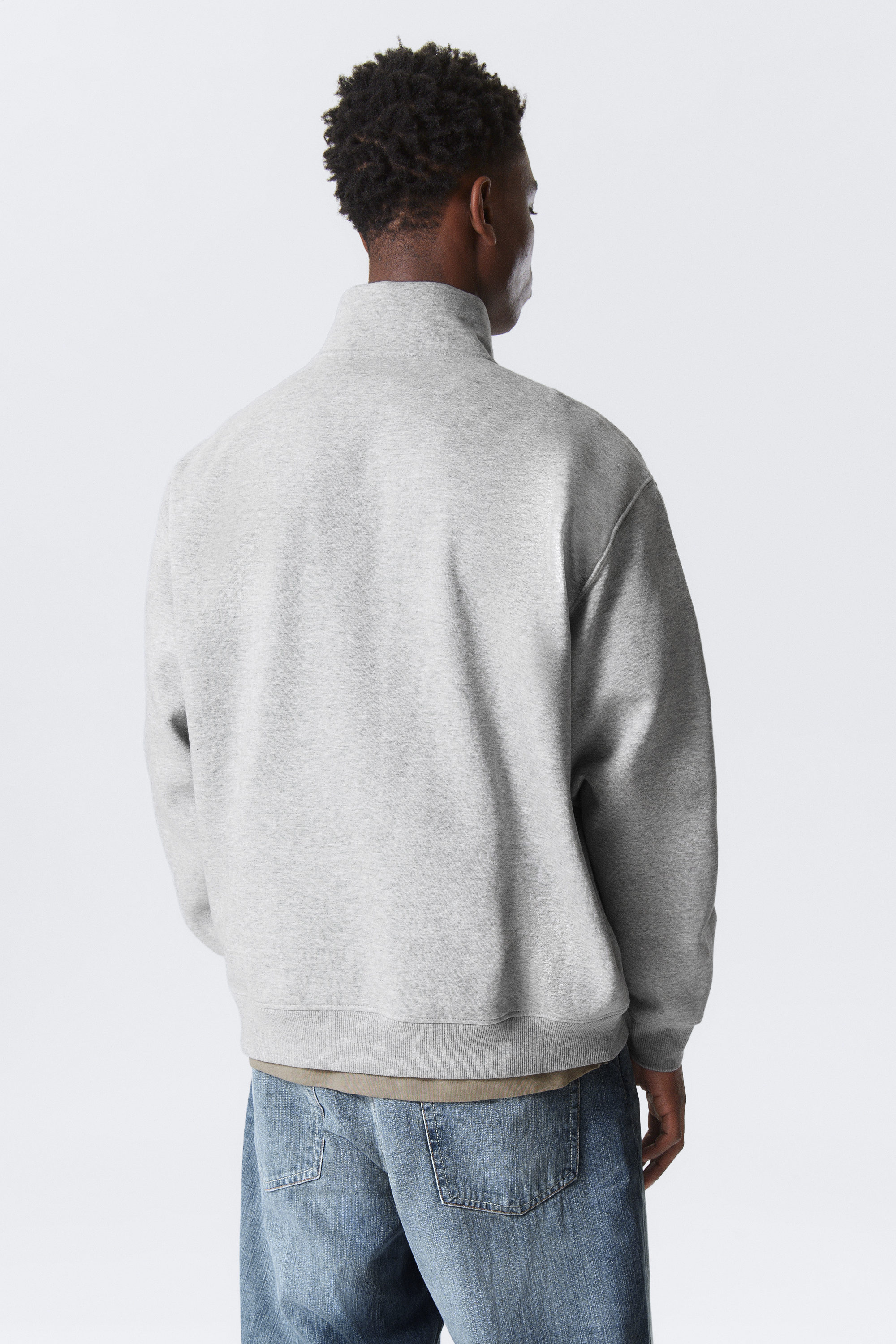 relaxed heavy half zip sweater - Light Grey | Weekday WW