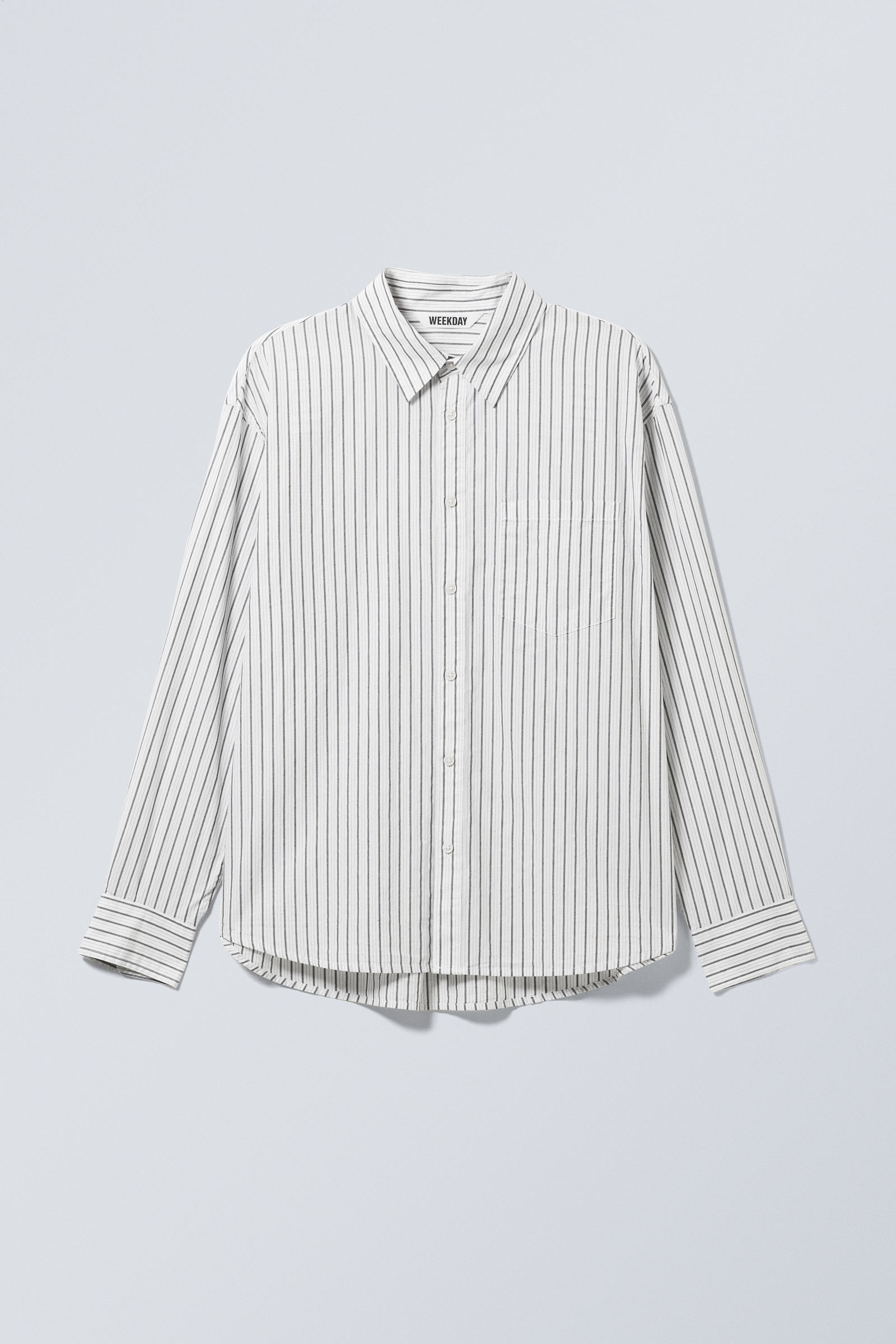 White - Black Stripe - Oversized Striped Shirt - 2