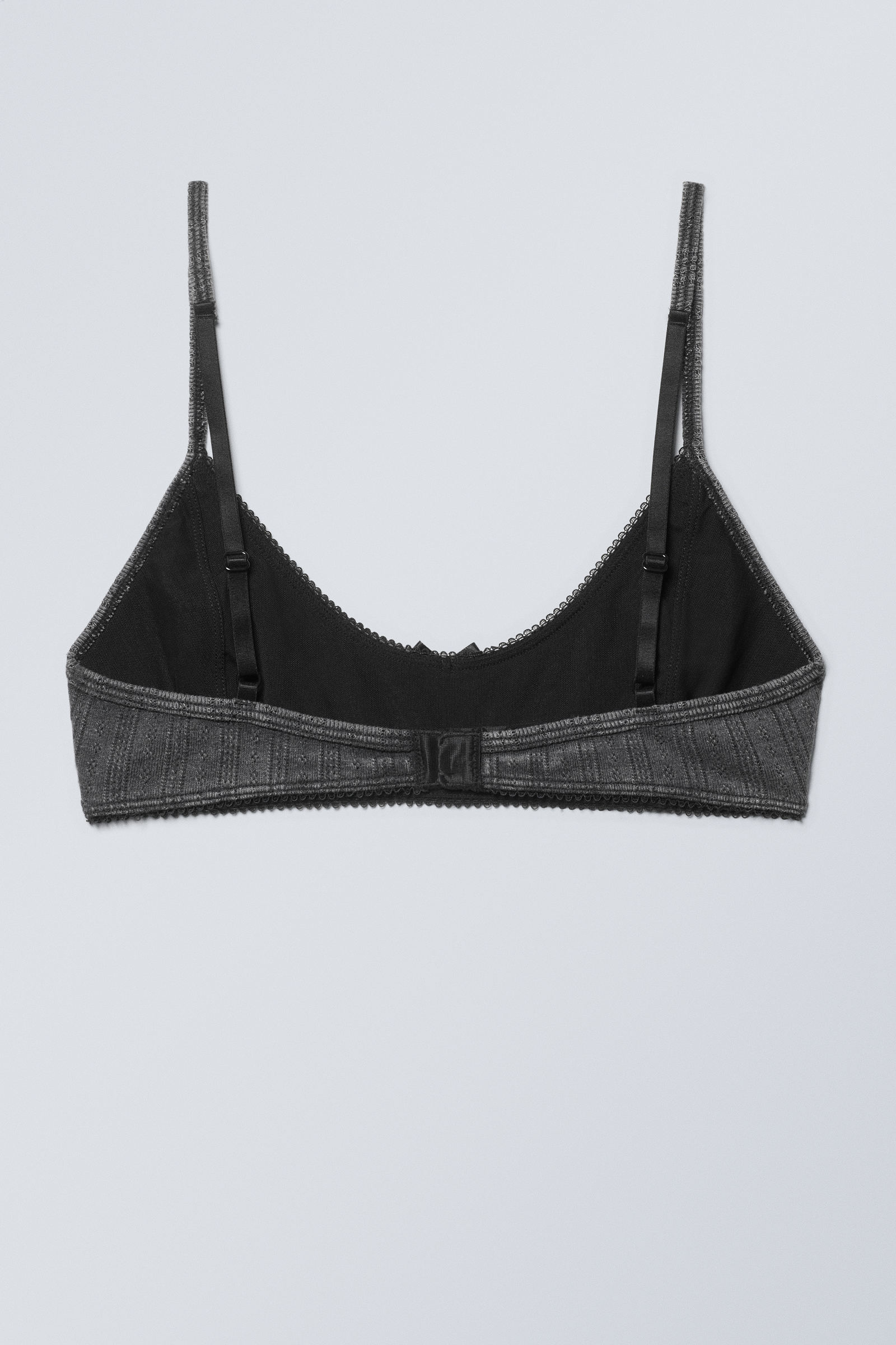 pointelle scooped cotton bra - Washed Black