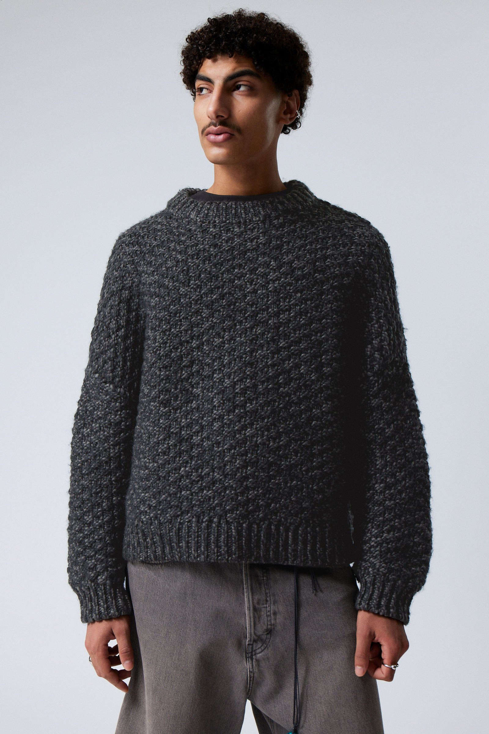 Black - Oversized Wool Blend Sweater - 0