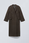 Dark Brown - Oversized Double-Breasted Wool-Blend Coat - 3