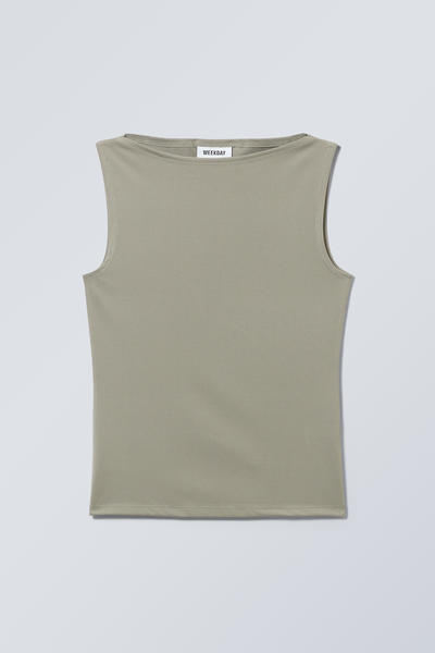 annie boatneck sleeveless top - Khaki | Weekday EU