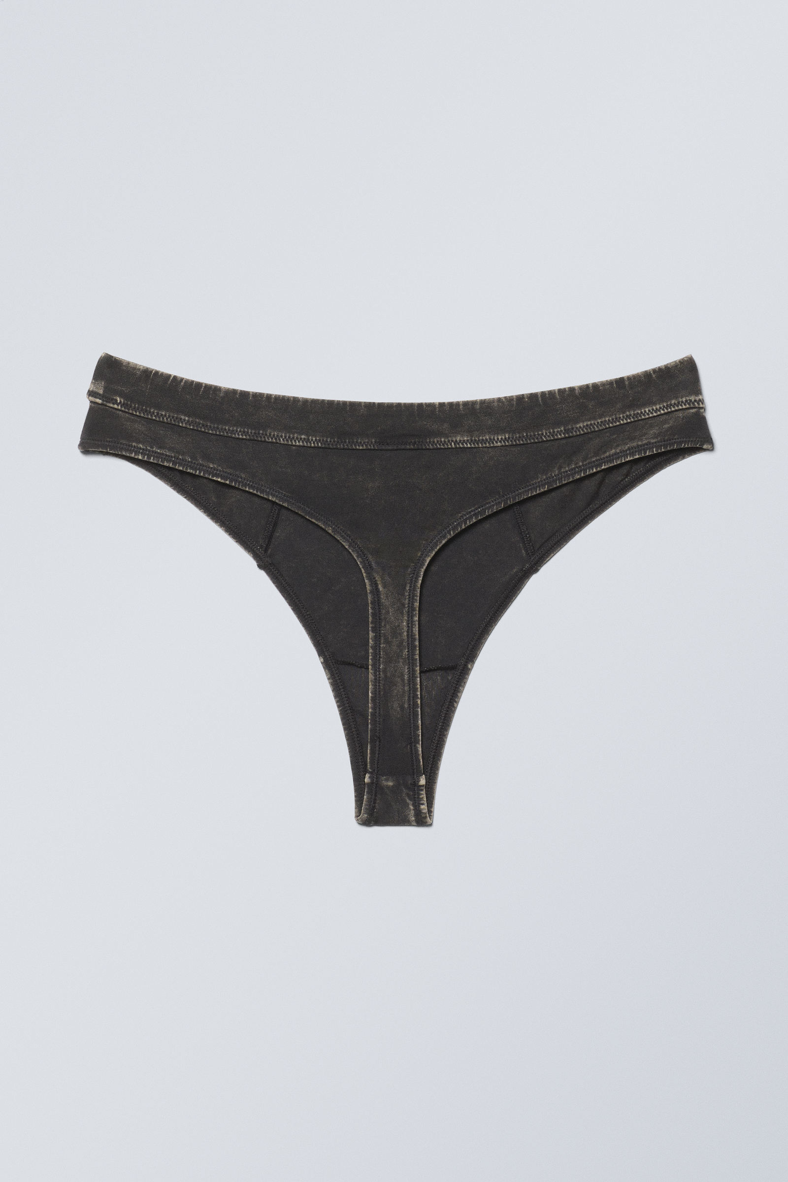 miley washed cotton thong - Bleach Washed Black