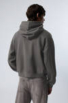 Grau - Kastiger, mittelschwerer Hoodie mit Reißverschluss - 3