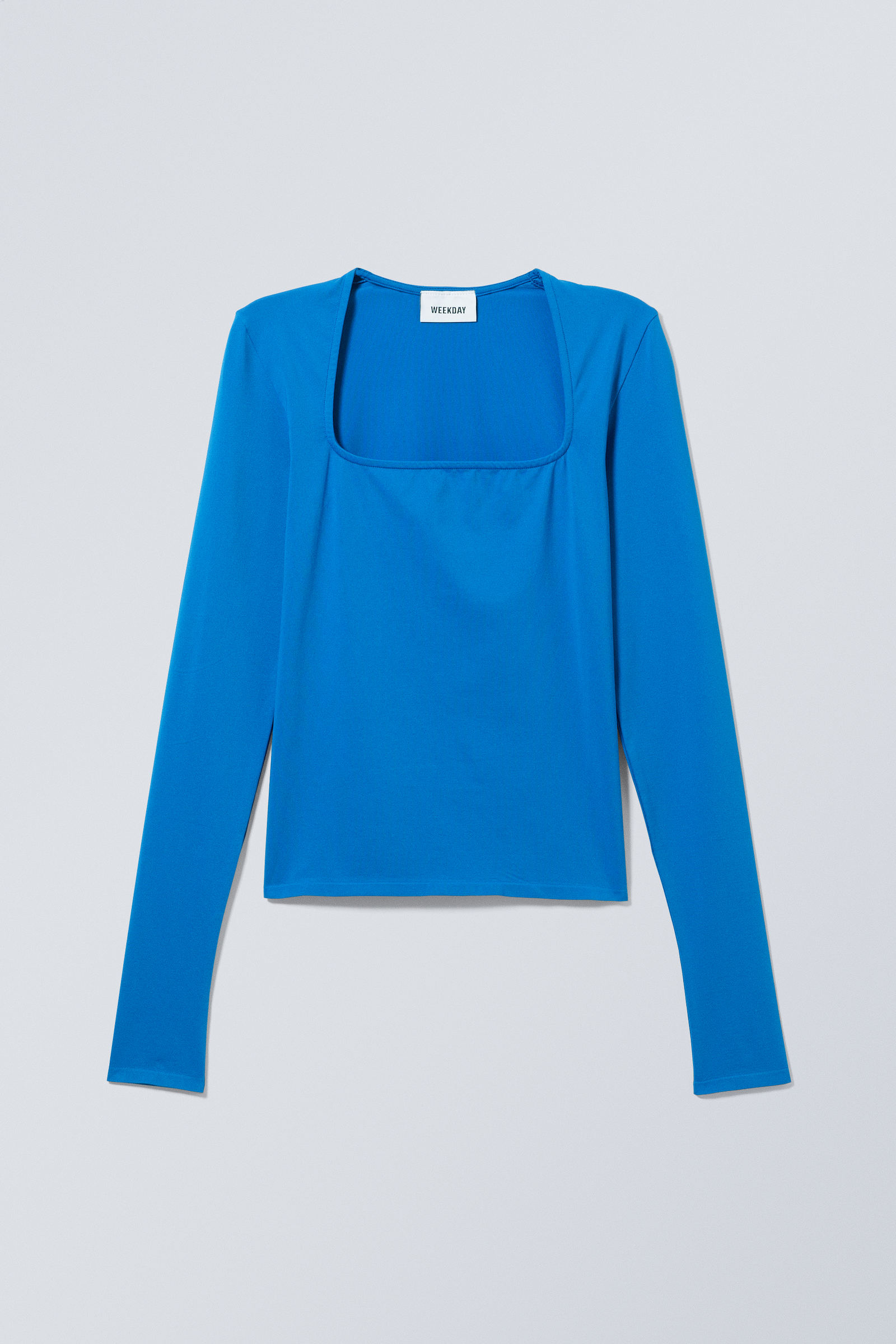 Miss Shop Linen Square Neck Top In Bright Blue